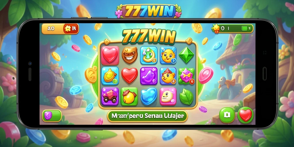 Tangkapan layar gameplay 777WIN menampilkan aksi seru permainan Match-3.