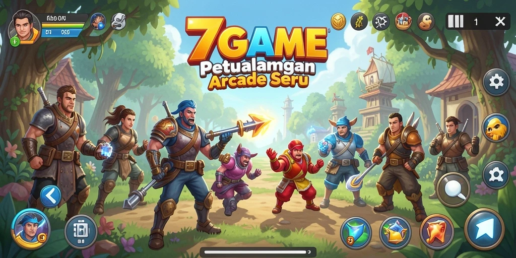 Tampilan gameplay seru di 7GAME dengan warna-warna cerah.