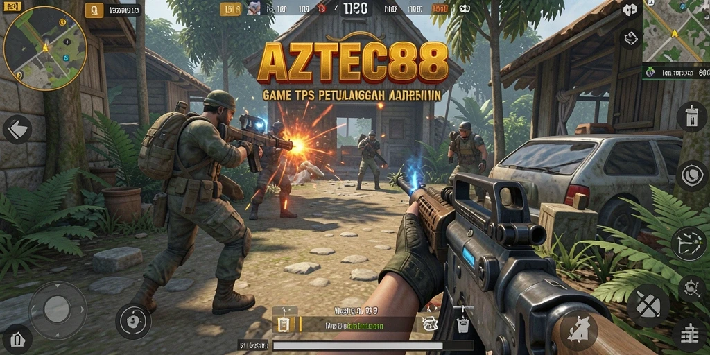 Tangkapan layar gameplay AZTEC88 yang mendebarkan dengan aksi TPS intens.