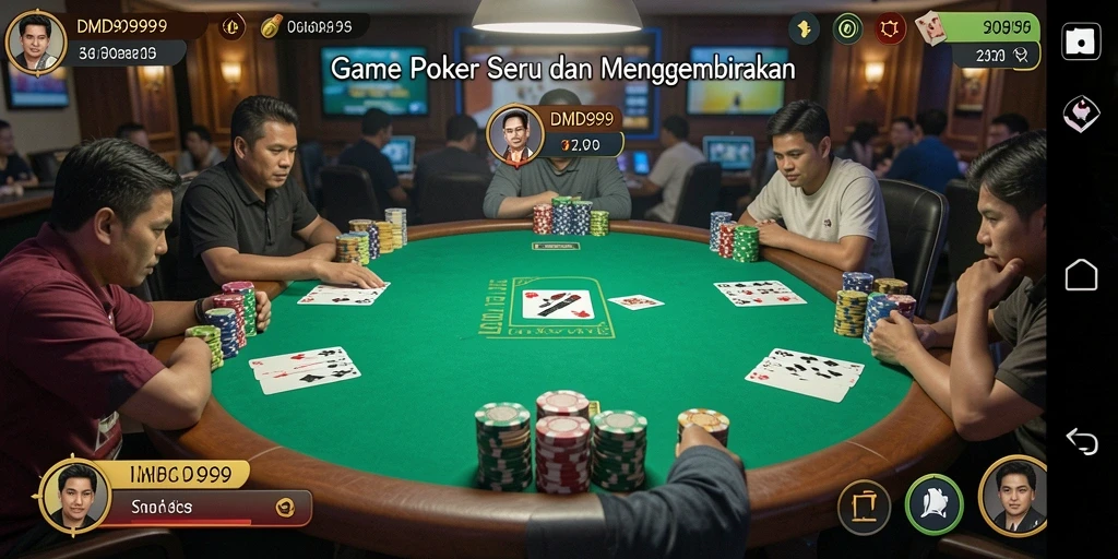 Tampilan screenshot DMD999 menampilkan pertempuran Poker yang mendebarkan.