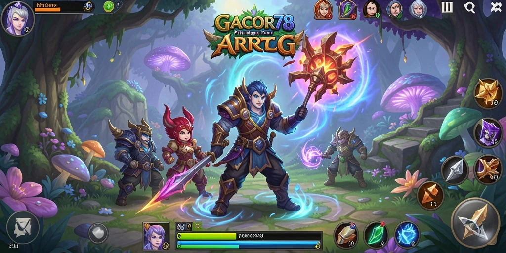 Screenshot gameplay GACOR78 menampilkan aksi pertempuran yang intens di dunia fantasi.