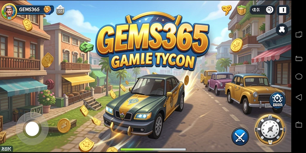 Tampilan gameplay seru GEMS365 di dunia Tycoon yang penuh peluang.