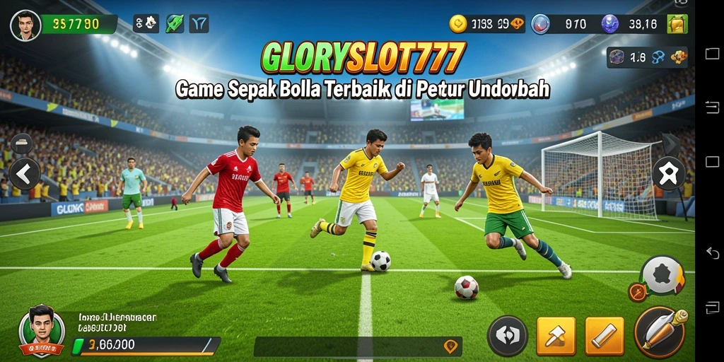 Tampilan gameplay seru di lapangan sepak bola.