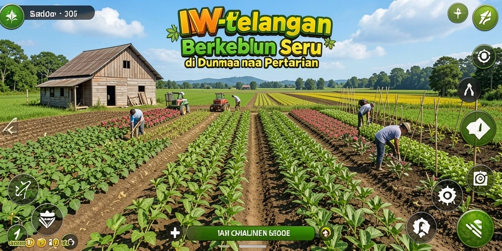 Tampilan gameplay IW777 dengan kebun yang indah dan berwarna-warni.