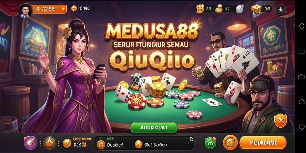 Tangkapan layar dari gameplay seru QiuQiu MEDUSA88.