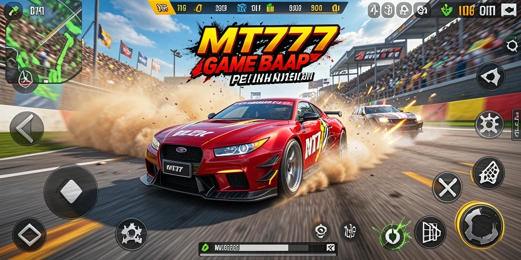 Tampilan gameplay seru dalam balapan yang menegangkan di MT777.