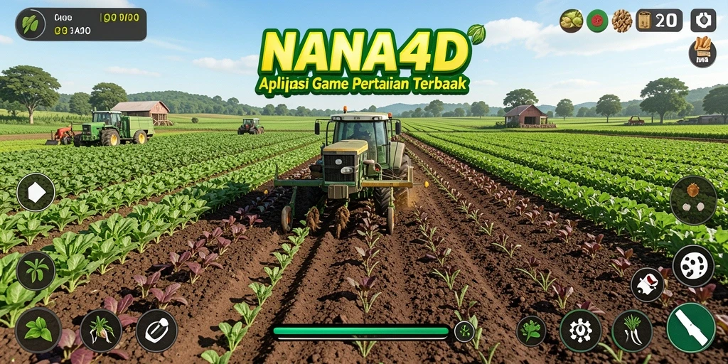 Tampilan gameplay NANA4D dengan lahan pertanian yang subur dan aktivitas menarik.