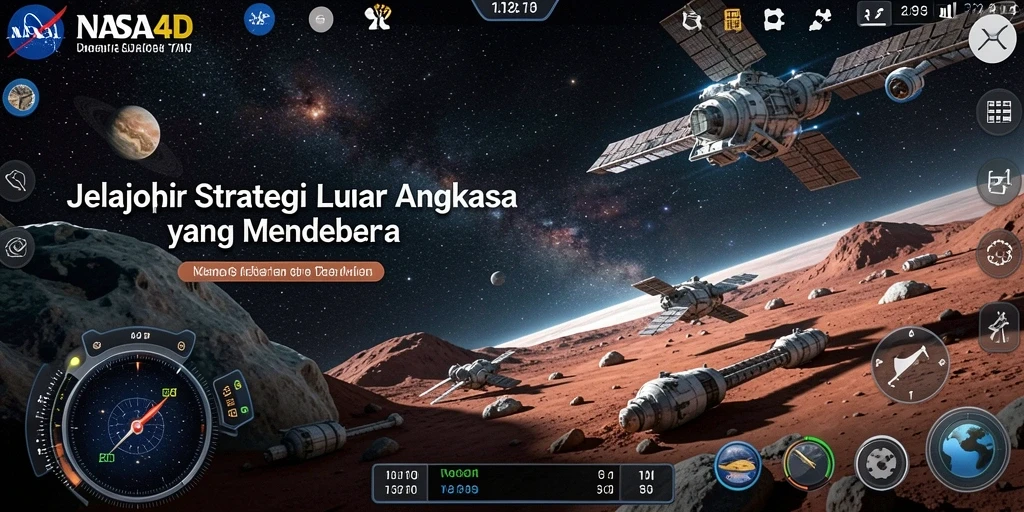 Screenshot main dari NASA4D menampilkan aksi luar angkasa yang mendebarkan.
