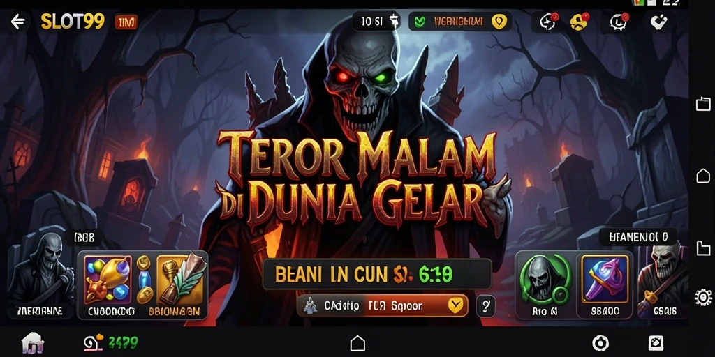 Screenshot SLOT99 menampilkan suasana hantu yang mencekam dan gameplay menegangkan.
