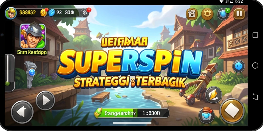 Screenshot gameplay SUPERSPIN menampilkan aksi strategi intens.